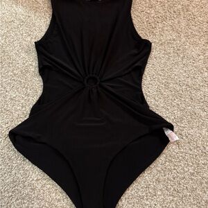 Stylish Black Cutout Bodysuit